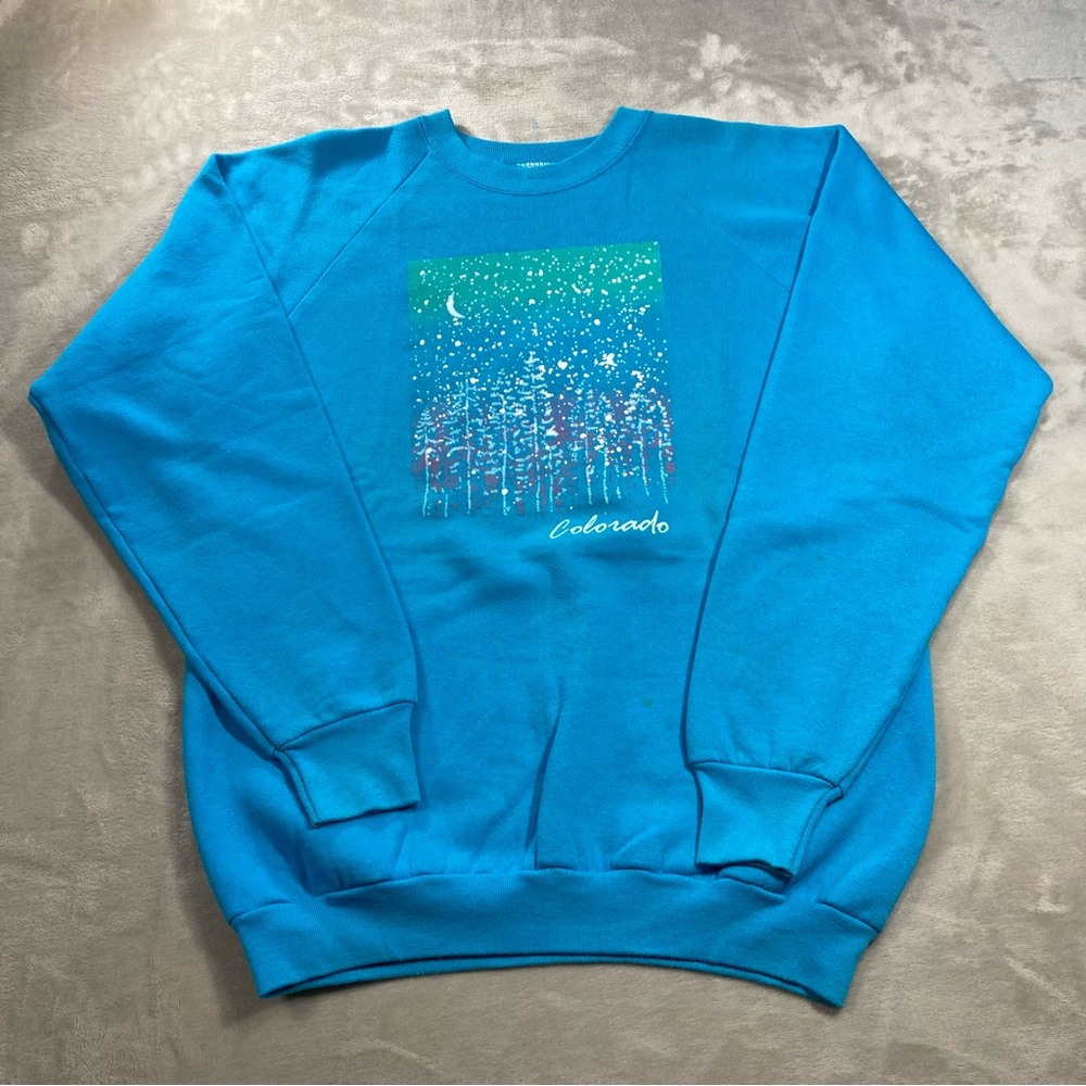 Vintage Colorado Destination Snowing Sweatshirt Men's Sz XL USA Made - Picture 1 of 8